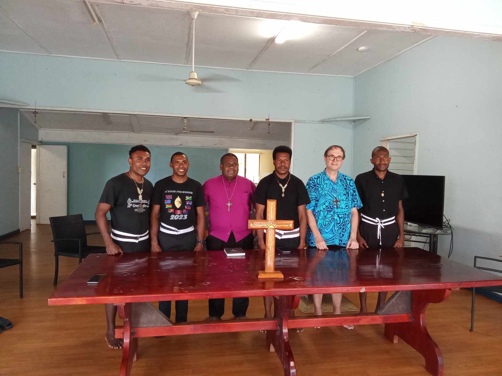 Archbishop Leonard, and Bishop Keith with the Brothers inside their new household in Queens land